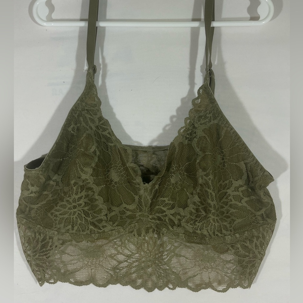 PINK BY VICTORIA SECERT LACE BRA BRALETTE GREEN‎ SZ MD NEW